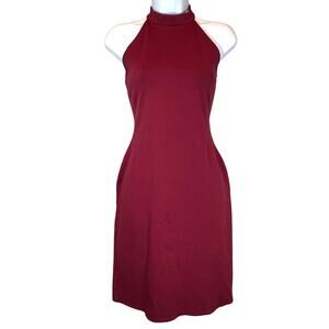 Rolla Coster Bodycon Halter Midi Dress Women's M Burgundy Wine Back Zip